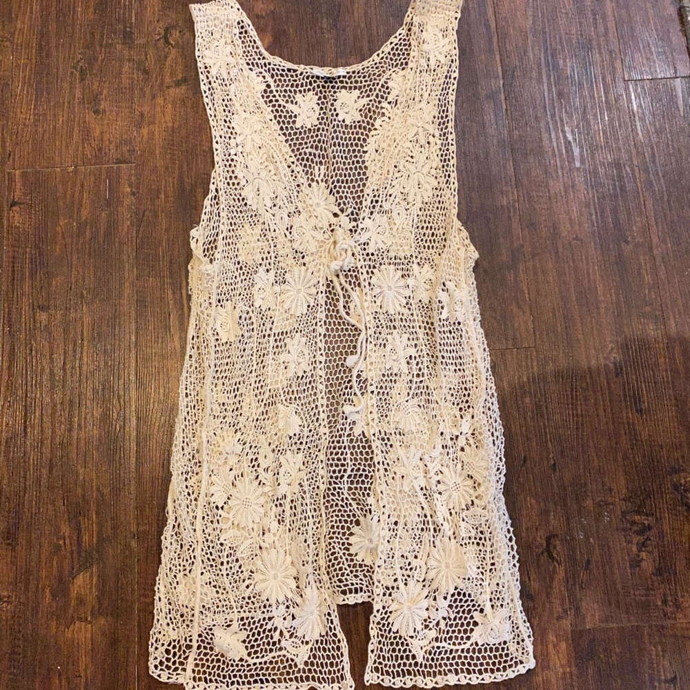 Boho Mignardise 1976 White Crochet Vest